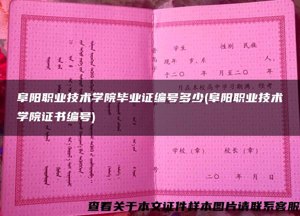 阜阳职业技术学院毕业证编号多少(阜阳职业技术学院证书编号)