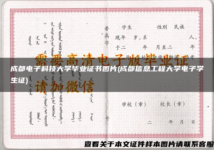 成都电子科技大学毕业证书图片(成都信息工程大学电子学生证)