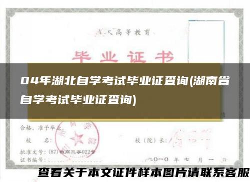 04年湖北自学考试毕业证查询(湖南省自学考试毕业证查询)