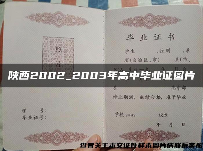 陕西2002_2003年高中毕业证图片