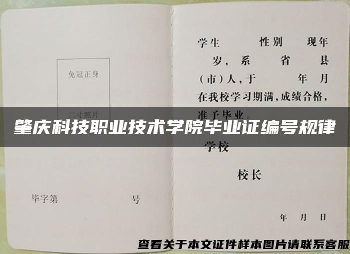 肇庆科技职业技术学院毕业证编号规律