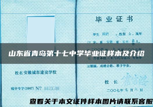 山东省青岛第十七中学毕业证样本及介绍