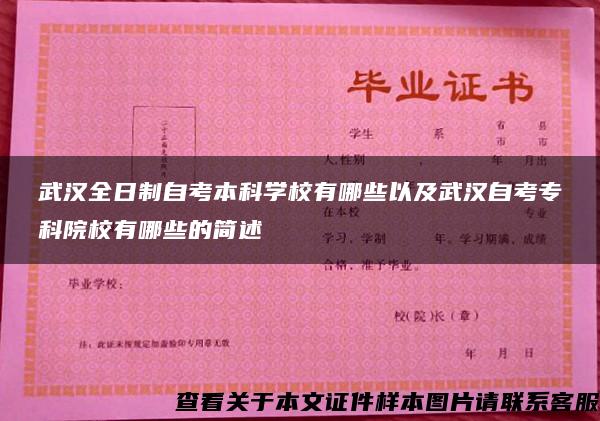 武汉全日制自考本科学校有哪些以及武汉自考专科院校有哪些的简述