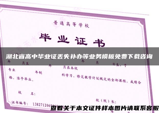 湖北省高中毕业证丢失补办等业务模板免费下载咨询