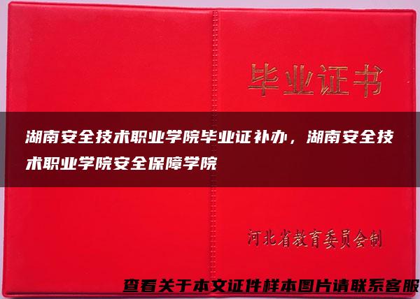 湖南安全技术职业学院毕业证补办，湖南安全技术职业学院安全保障学院