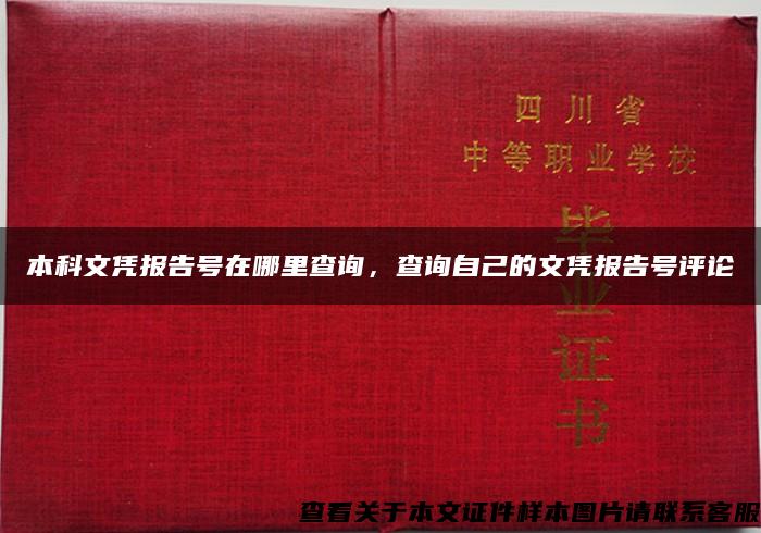 本科文凭报告号在哪里查询，查询自己的文凭报告号评论