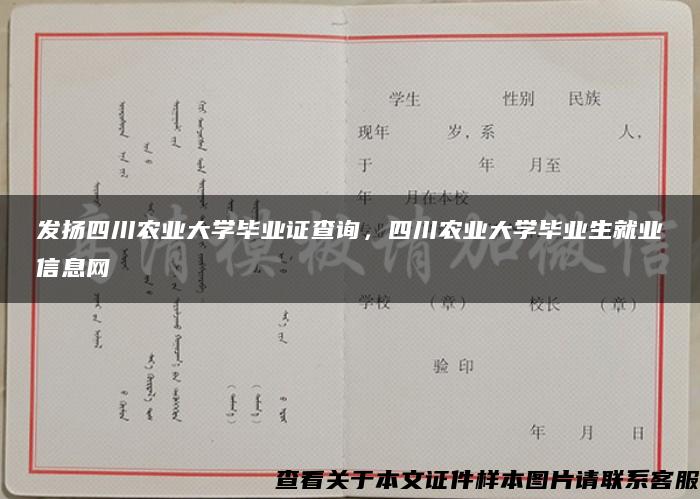 发扬四川农业大学毕业证查询，四川农业大学毕业生就业信息网