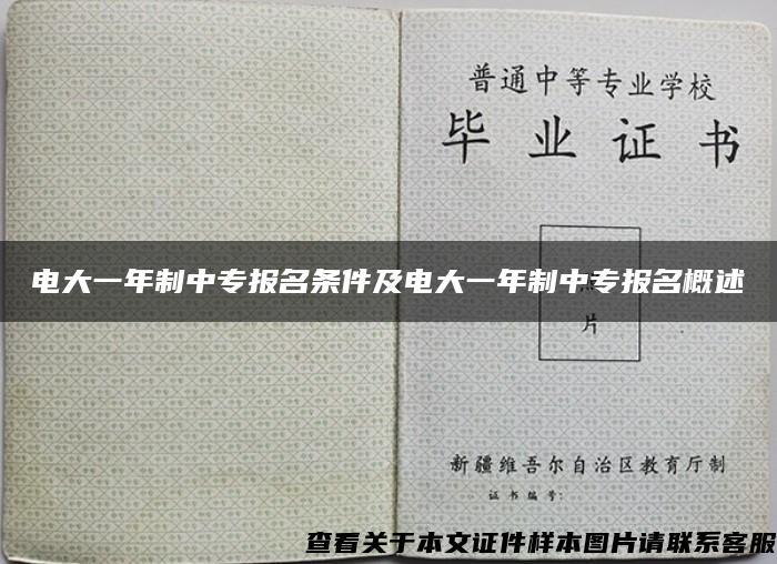 电大一年制中专报名条件及电大一年制中专报名概述