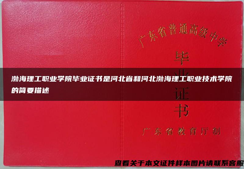 渤海理工职业学院毕业证书是河北省和河北渤海理工职业技术学院的简要描述