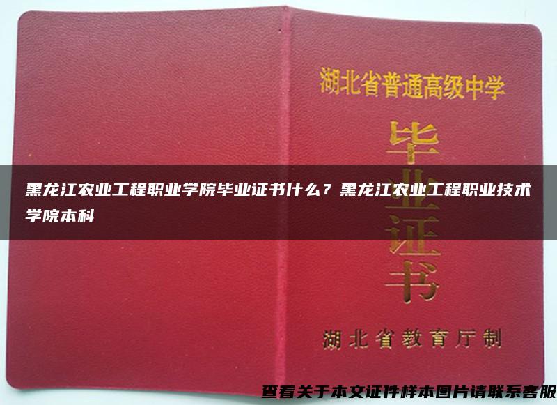 黑龙江农业工程职业学院毕业证书什么？黑龙江农业工程职业技术学院本科