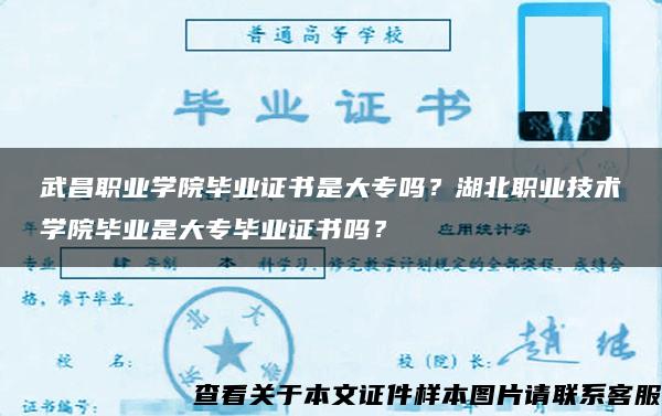 武昌职业学院毕业证书是大专吗？湖北职业技术学院毕业是大专毕业证书吗？