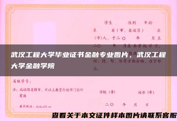 武汉工程大学毕业证书金融专业图片，武汉工程大学金融学院