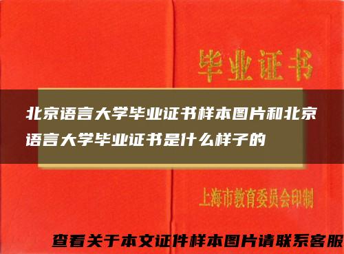 北京语言大学毕业证书样本图片和北京语言大学毕业证书是什么样子的