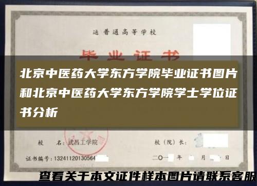 北京中医药大学东方学院毕业证书图片和北京中医药大学东方学院学士学位证书分析