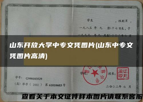 山东开放大学中专文凭图片(山东中专文凭图片高清)