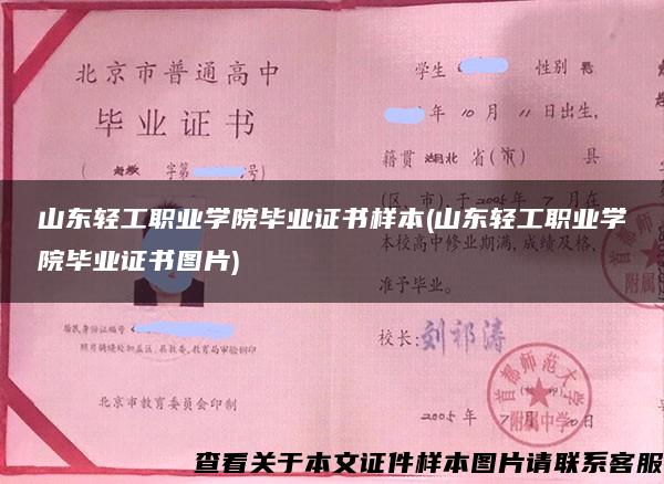 山东轻工职业学院毕业证书样本(山东轻工职业学院毕业证书图片)