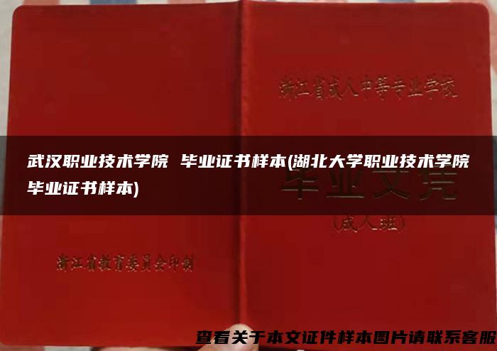 武汉职业技术学院 毕业证书样本(湖北大学职业技术学院毕业证书样本)