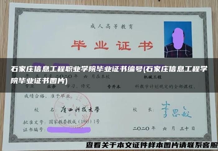 石家庄信息工程职业学院毕业证书编号(石家庄信息工程学院毕业证书图片)