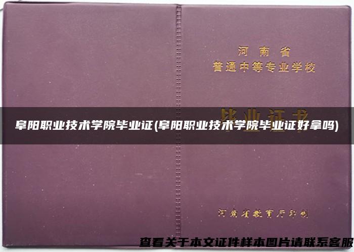 阜阳职业技术学院毕业证(阜阳职业技术学院毕业证好拿吗)