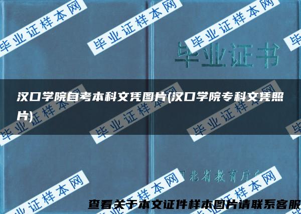 汉口学院自考本科文凭图片(汉口学院专科文凭照片)