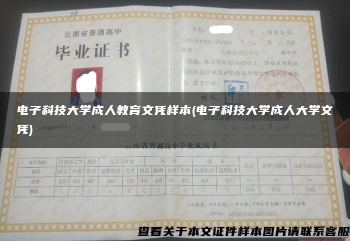 电子科技大学成人教育文凭样本(电子科技大学成人大学文凭)