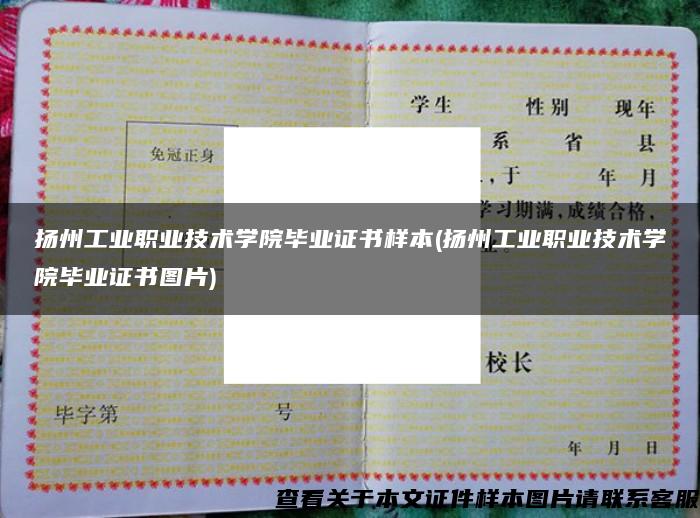 扬州工业职业技术学院毕业证书样本(扬州工业职业技术学院毕业证书图片)