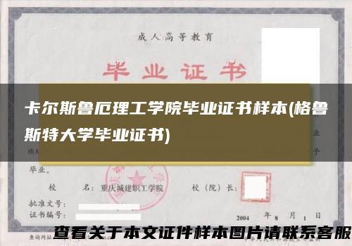 卡尔斯鲁厄理工学院毕业证书样本(格鲁斯特大学毕业证书)