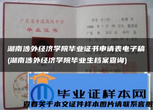 湖南涉外经济学院毕业证书申请表电子稿(湖南涉外经济学院毕业生档案查询)