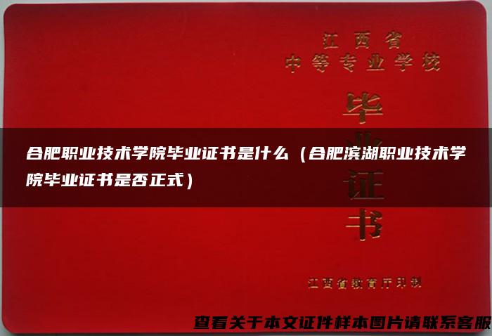 合肥职业技术学院毕业证书是什么（合肥滨湖职业技术学院毕业证书是否正式）