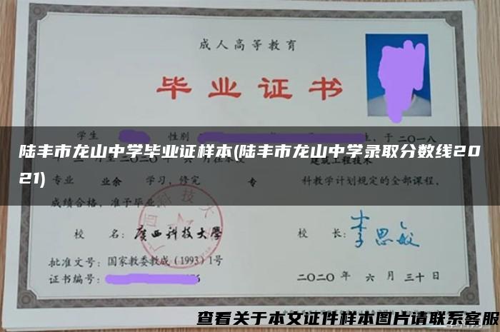 陆丰市龙山中学毕业证样本(陆丰市龙山中学录取分数线2021)