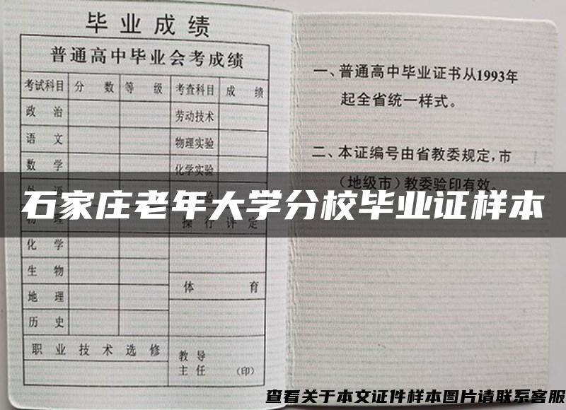 石家庄老年大学分校毕业证样本