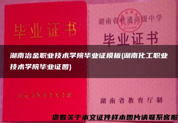 湖南冶金职业技术学院毕业证模板(湖南化工职业技术学院毕业证图)