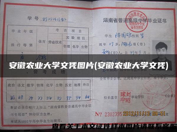 安徽农业大学文凭图片(安徽农业大学文凭)