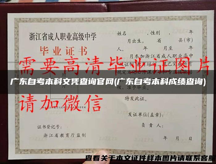 广东自考本科文凭查询官网(广东自考本科成绩查询)