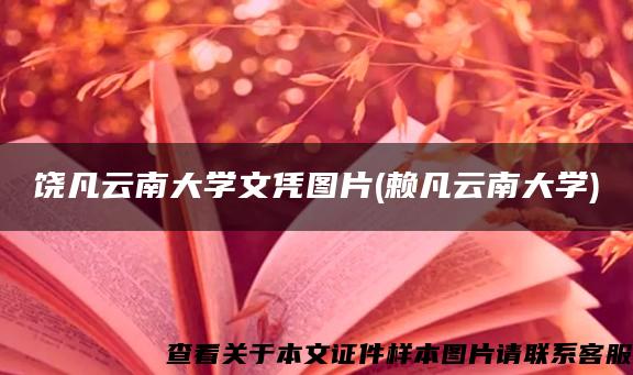 饶凡云南大学文凭图片(赖凡云南大学)