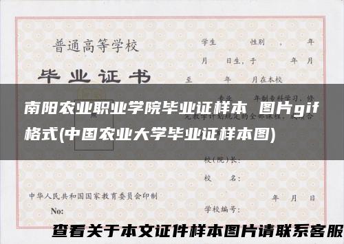 南阳农业职业学院毕业证样本 图片gif格式(中国农业大学毕业证样本图)