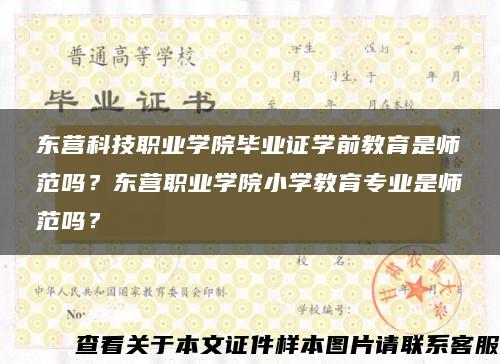 东营科技职业学院毕业证学前教育是师范吗？东营职业学院小学教育专业是师范吗？