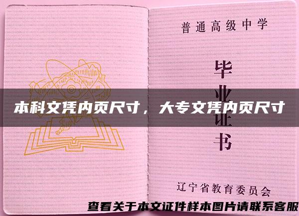 本科文凭内页尺寸，大专文凭内页尺寸