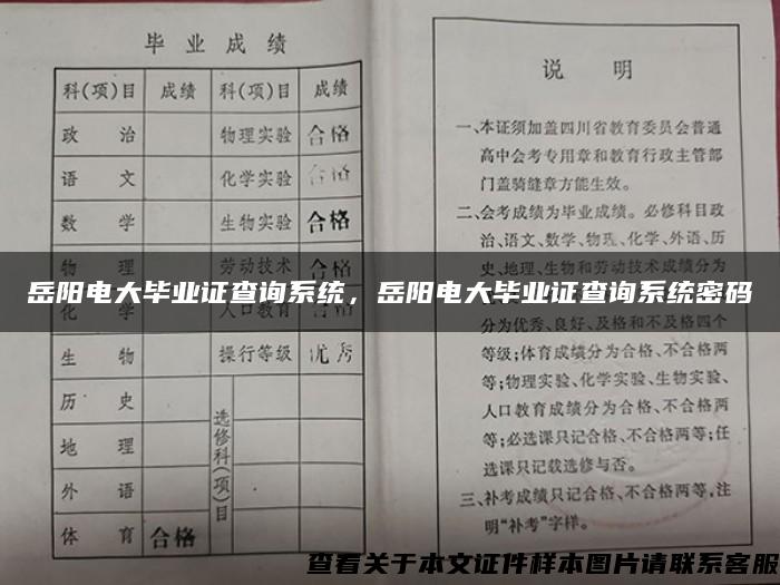 岳阳电大毕业证查询系统，岳阳电大毕业证查询系统密码