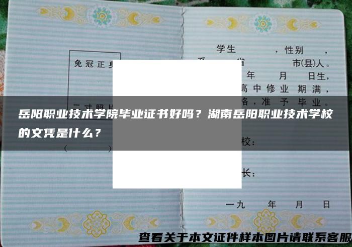 岳阳职业技术学院毕业证书好吗？湖南岳阳职业技术学校的文凭是什么？