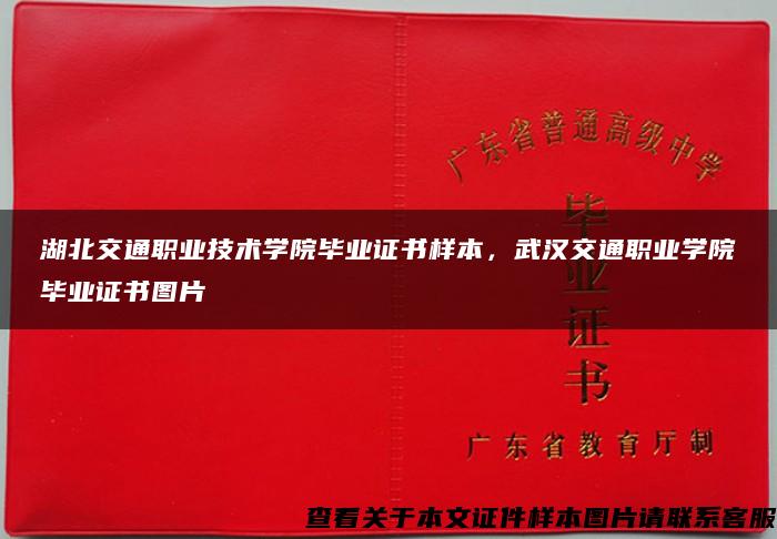 湖北交通职业技术学院毕业证书样本，武汉交通职业学院毕业证书图片