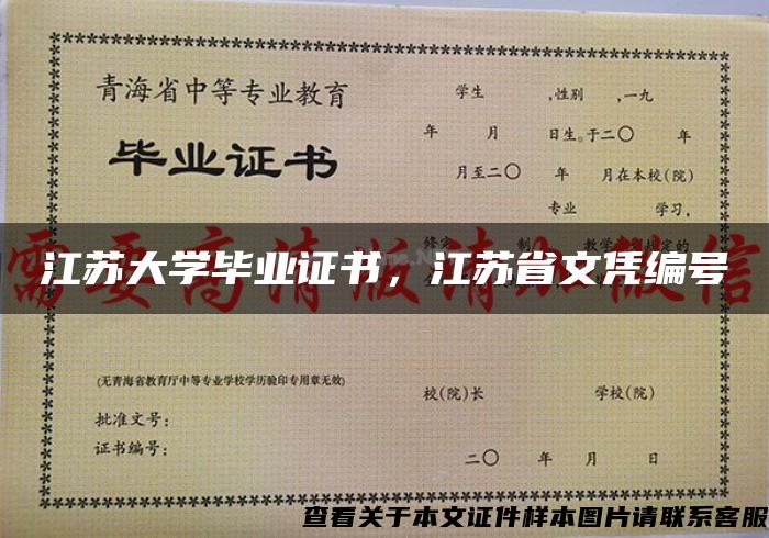 江苏大学毕业证书，江苏省文凭编号