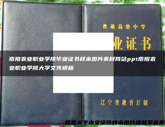 南阳农业职业学院毕业证书样本图片素材网站ppt南阳农业职业学院大学文凭模板