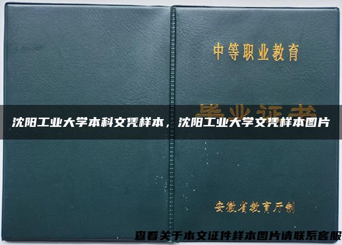 沈阳工业大学本科文凭样本，沈阳工业大学文凭样本图片