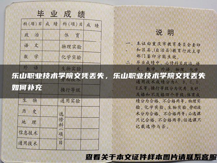 乐山职业技术学院文凭丢失，乐山职业技术学院文凭丢失如何补充