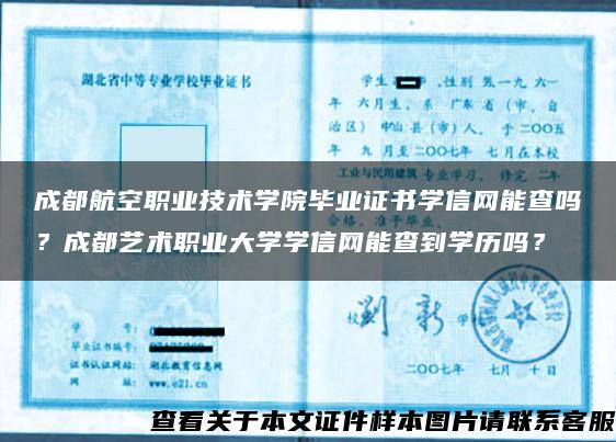 成都航空职业技术学院毕业证书学信网能查吗？成都艺术职业大学学信网能查到学历吗？