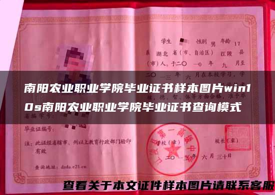 南阳农业职业学院毕业证书样本图片win10s南阳农业职业学院毕业证书查询模式