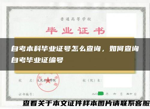 自考本科毕业证号怎么查询，如何查询自考毕业证编号