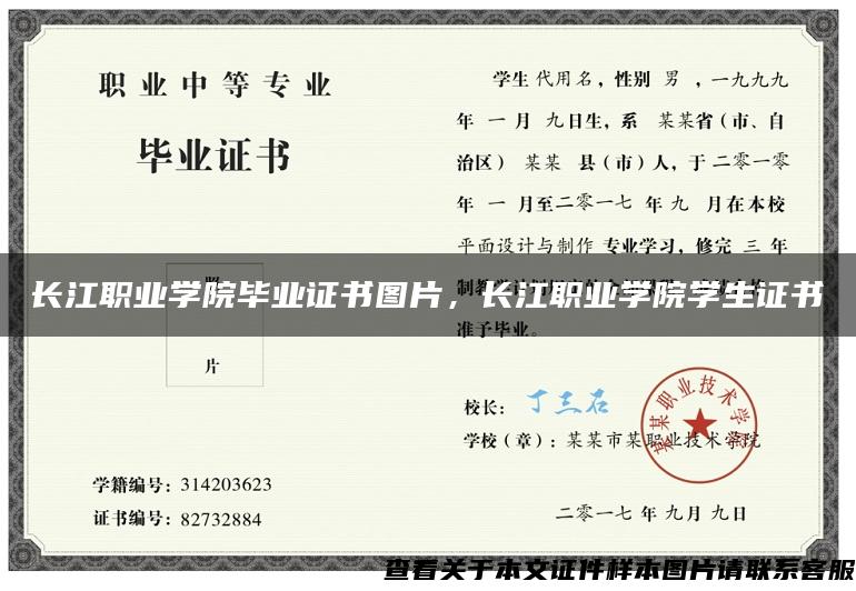 长江职业学院毕业证书图片，长江职业学院学生证书