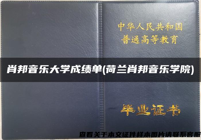 肖邦音乐大学成绩单(荷兰肖邦音乐学院)